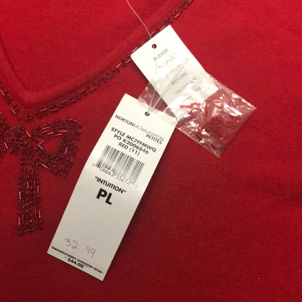 Norton McNaughton Petites Red Holiday Sweater - Picture 3 of 8
